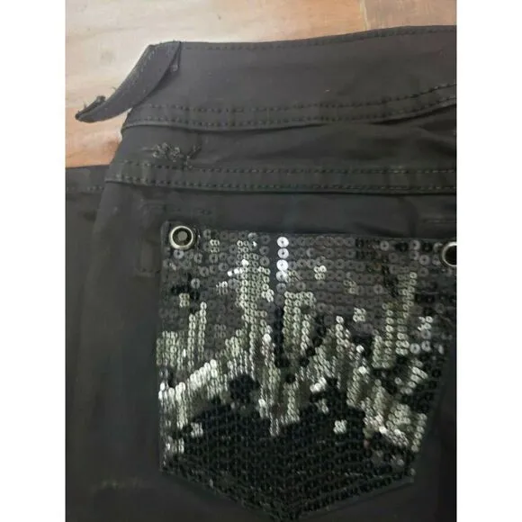 MISS ME WOMENS BLACK DENIM JEANS CLASSIC EMBELLISHED DESIGN SIZE 27 INSEAM 33