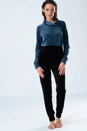 Modal Light Velour Sweatsuit in Colour-block Style