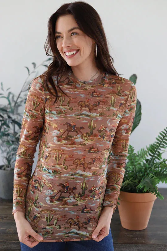 Montana Taupe Cowboy Mesh Top