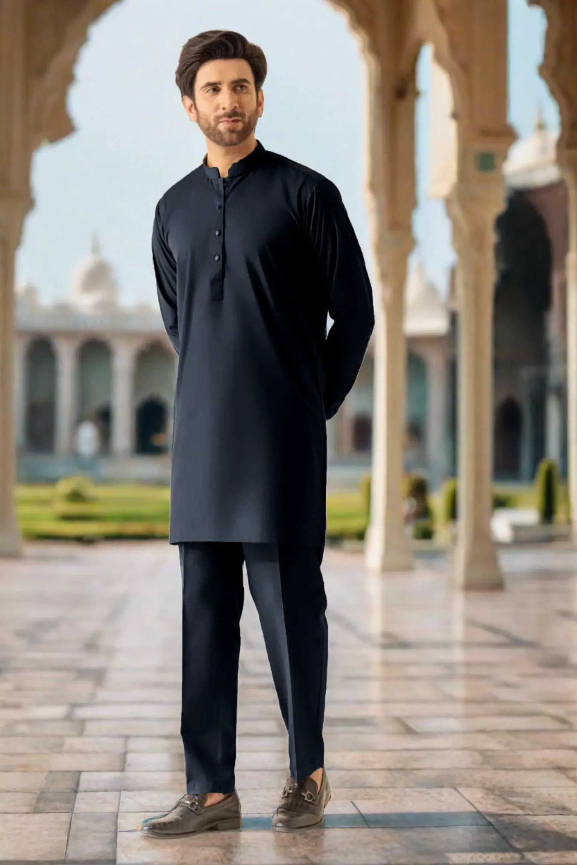 Navy Kurta Pajama For Men
