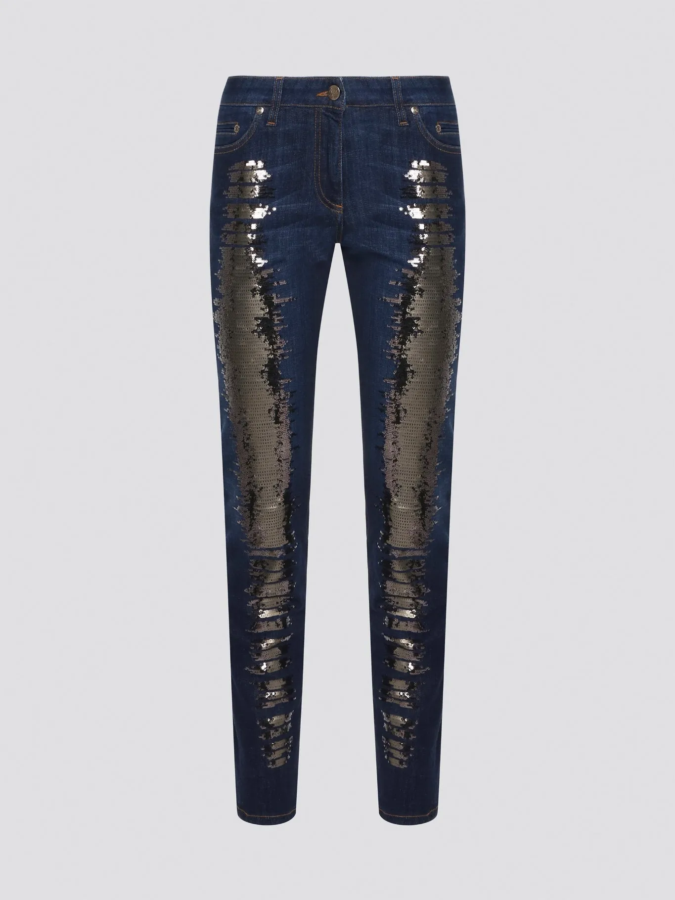 Navy Sequin Embellished Jeans