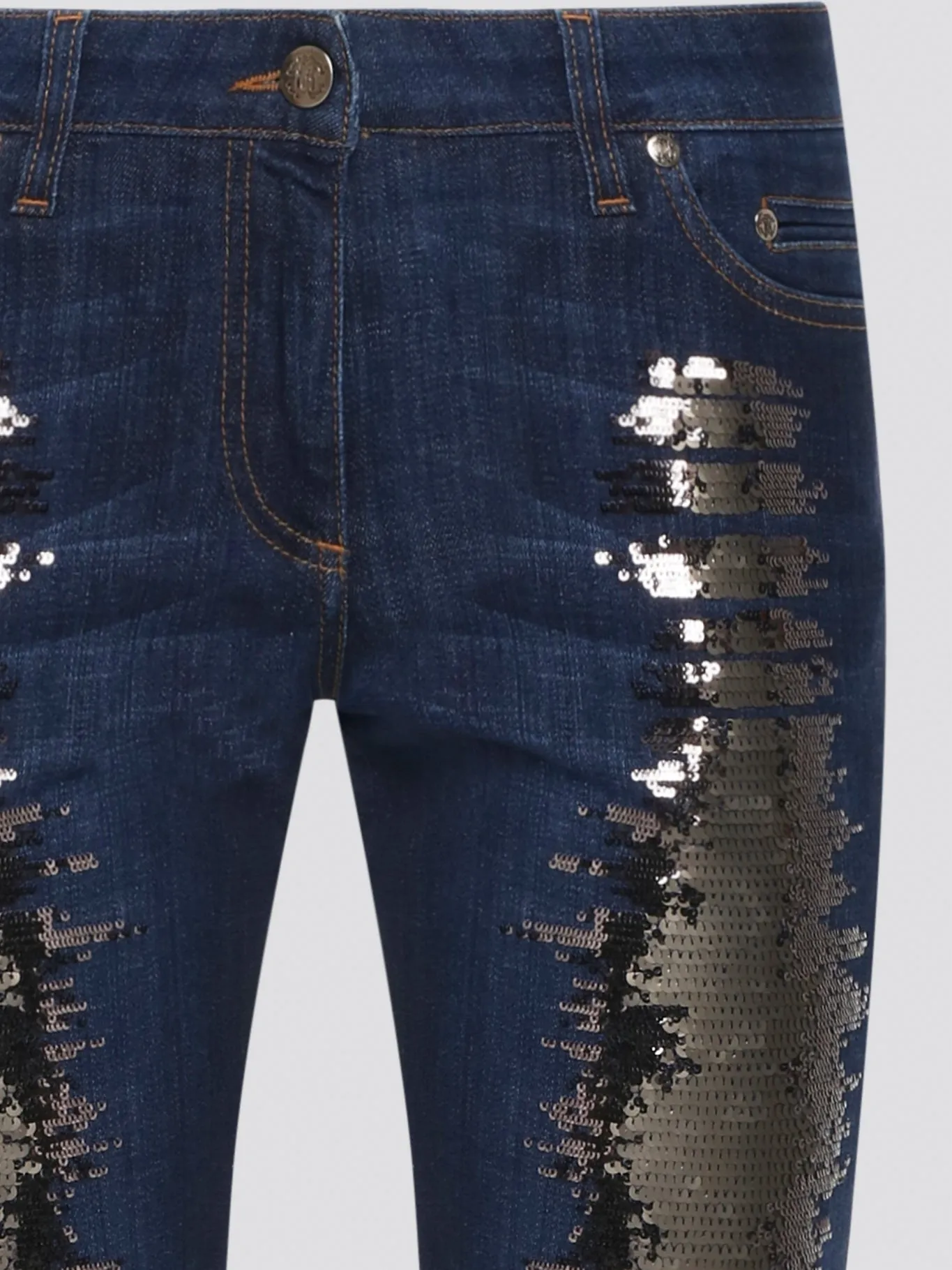 Navy Sequin Embellished Jeans