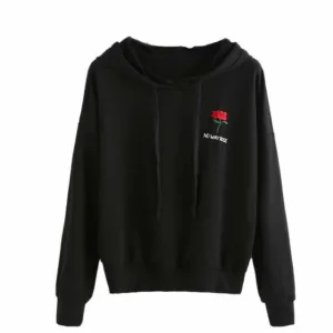 No Way Rose Chest embroidery Hoodie Sweatshirt Black Tumblr Inspired Aesthetic Pale Pastel Grunge Aesthetics S-XL #NNTW