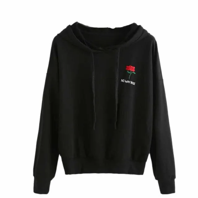 No Way Rose Chest embroidery Hoodie Sweatshirt Black Tumblr Inspired Aesthetic Pale Pastel Grunge Aesthetics S-XL #NNTW