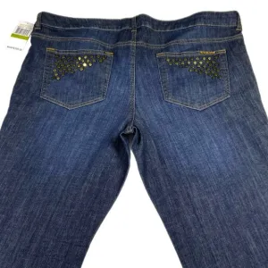 NWT Michael Kors Jeans Size 14 Studded 40 x 33 Medium Wash Embellished Mid‎ Rise