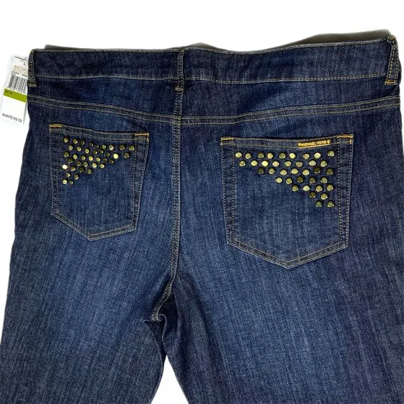 NWT Michael Kors Jeans Size 14 Studded 40 x 33 Medium Wash Embellished Mid‎ Rise