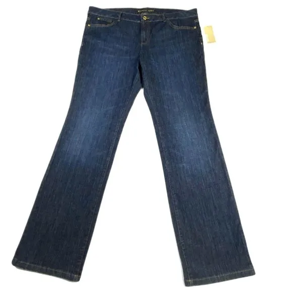 NWT Michael Kors Jeans Size 14 Studded 40 x 33 Medium Wash Embellished Mid‎ Rise