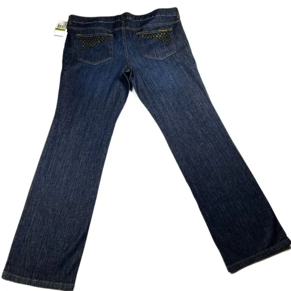 NWT Michael Kors Jeans Size 14 Studded 40 x 33 Medium Wash Embellished Mid‎ Rise