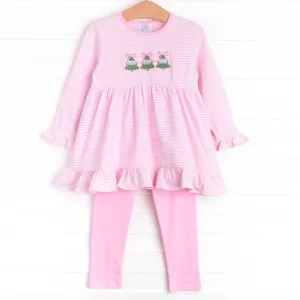O' Christmas Tree Applique Legging Set, Pink
