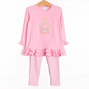 O' Holy Night Applique Legging Set, Pink
