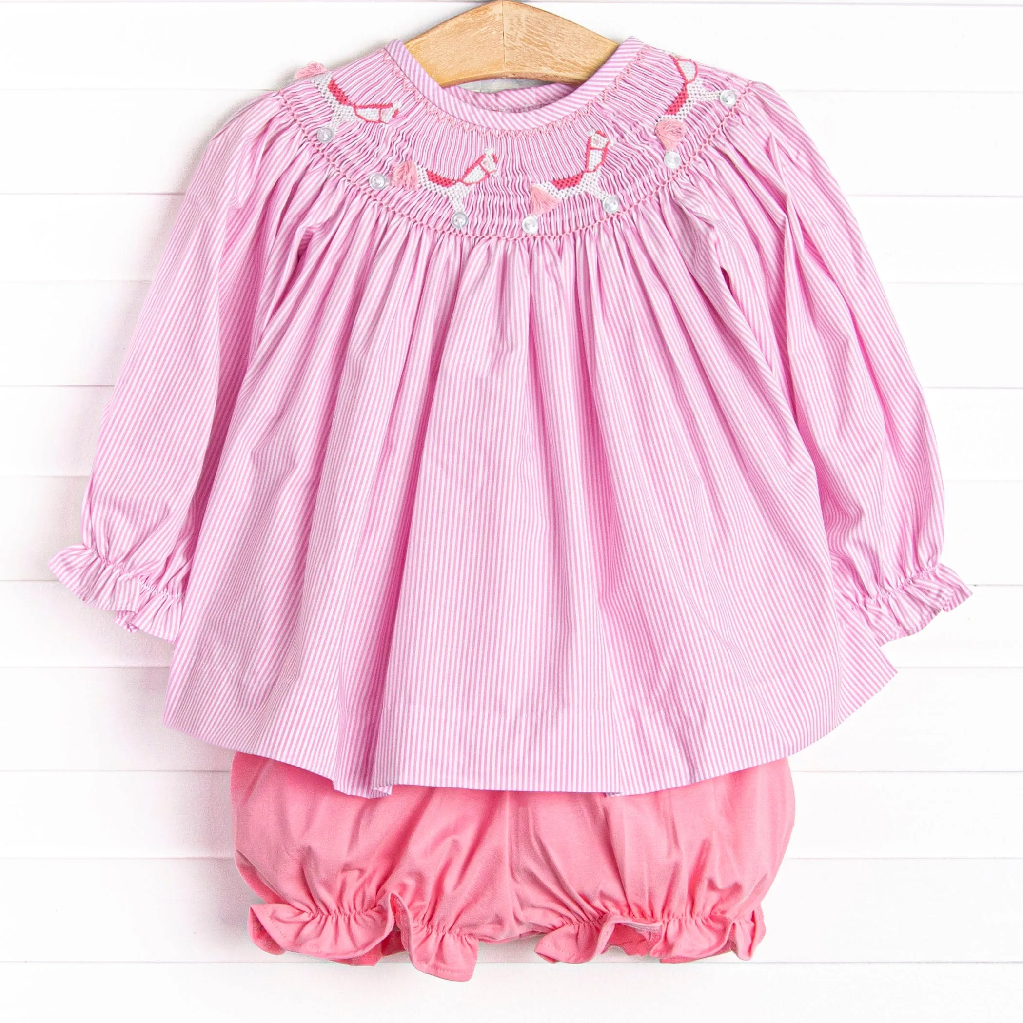 Old Time Toys Smocked Bloomer Set, Pink