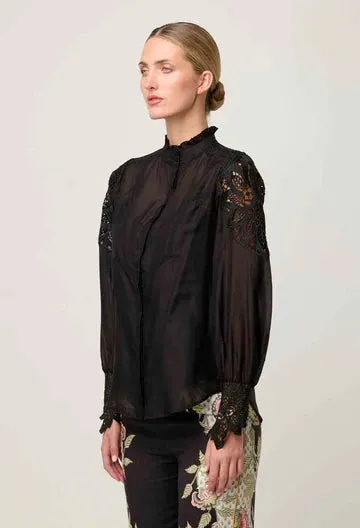 Oncewas II SEVILLA Custom Lace Shirt - black