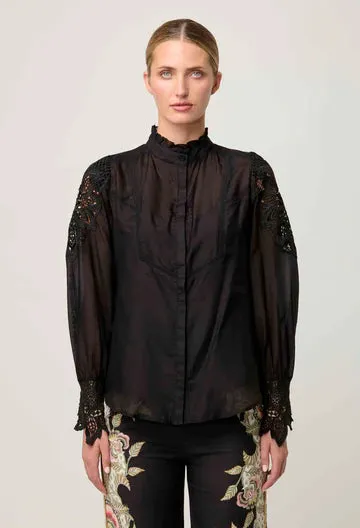 Oncewas II SEVILLA Custom Lace Shirt - black