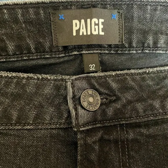Paige Black Quartz Noella Straight Leg Boyfriend Jeans Size 32