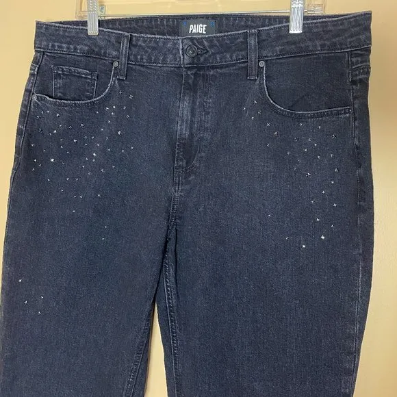 Paige Black Quartz Noella Straight Leg Boyfriend Jeans Size 32