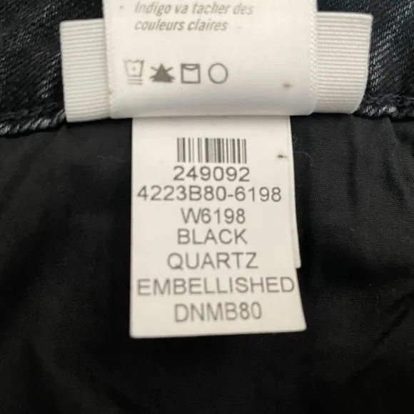 Paige Black Quartz Noella Straight Leg Boyfriend Jeans Size 32