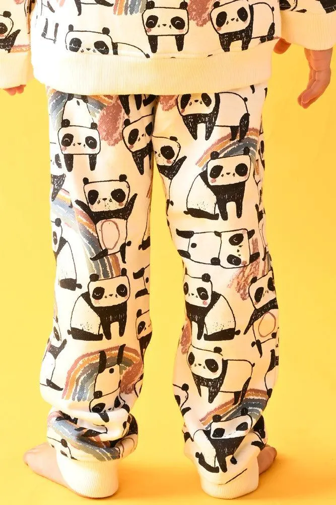 PANDA FLEECE BOYS JOGGER - WHITE