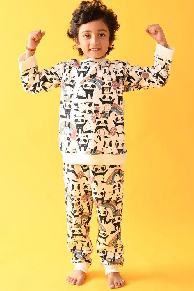 PANDA FLEECE BOYS JOGGER - WHITE