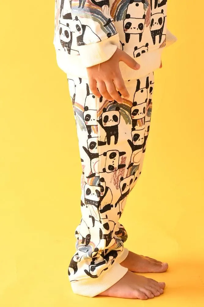 PANDA FLEECE BOYS JOGGER - WHITE