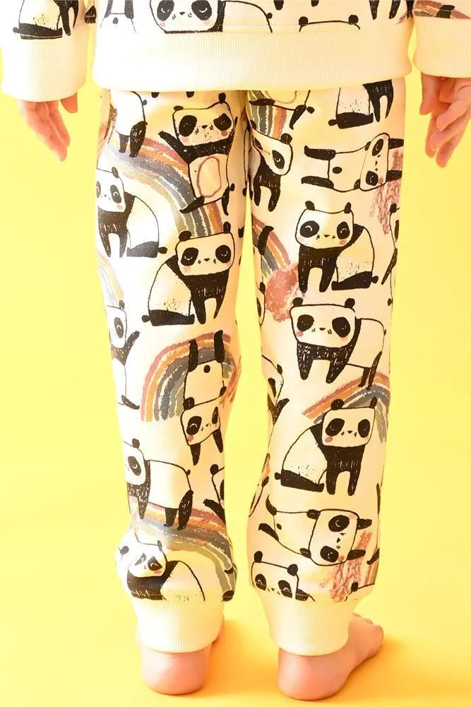 PANDA FLEECE GIRLS JOGGER - WHITE