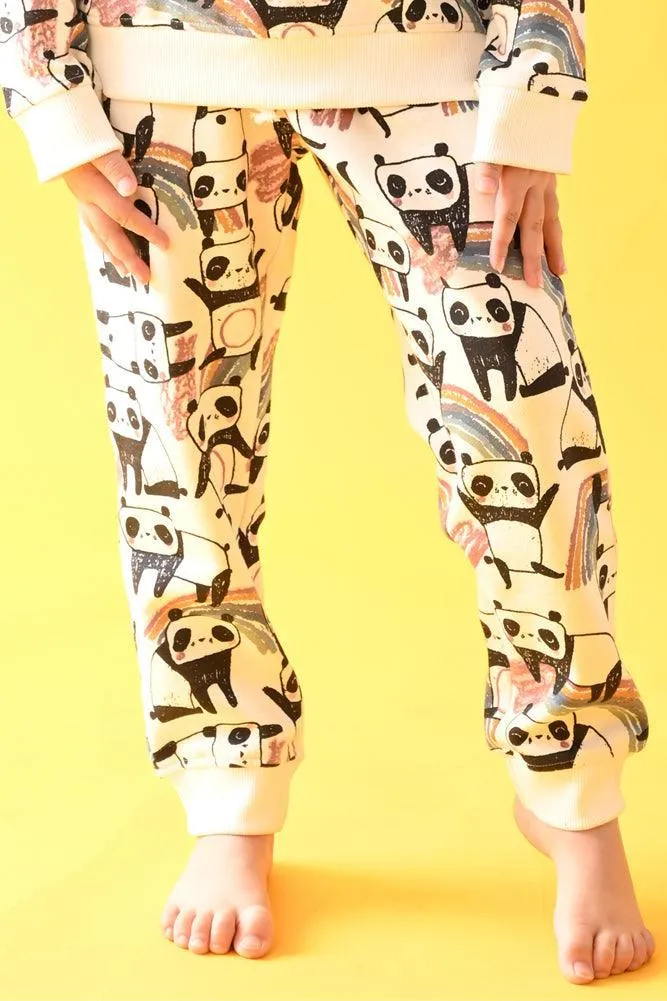 PANDA FLEECE GIRLS JOGGER - WHITE