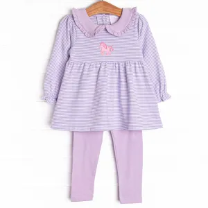 Party Pony Applique Legging Set, Purple