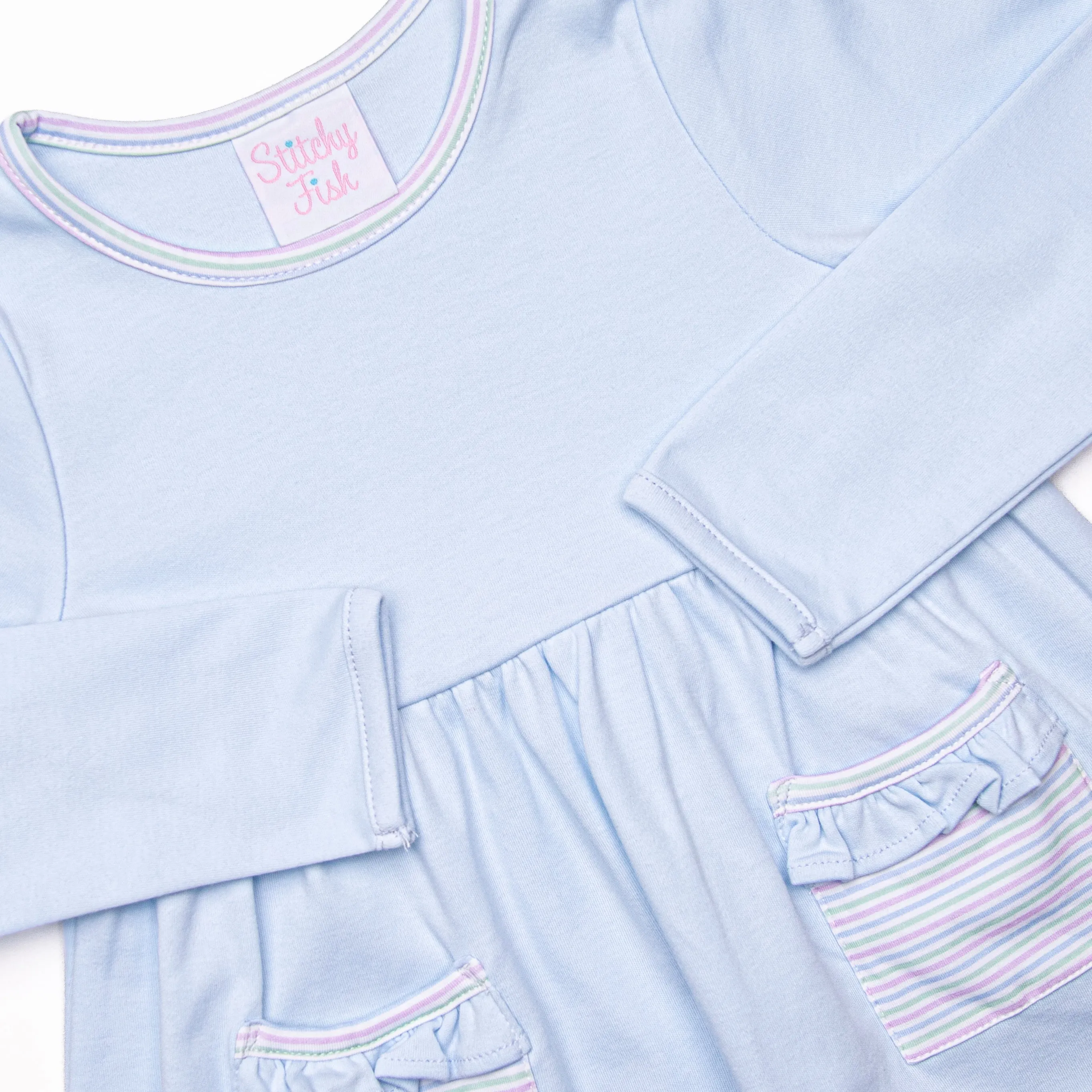 Pastel Pinstripe Legging Set, Blue