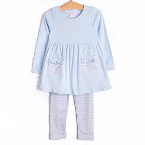 Pastel Pinstripe Legging Set, Blue