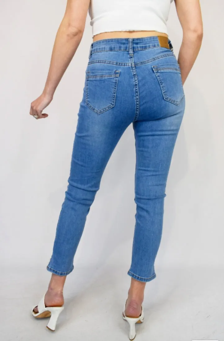 Pearl Embellished Hem Jeans