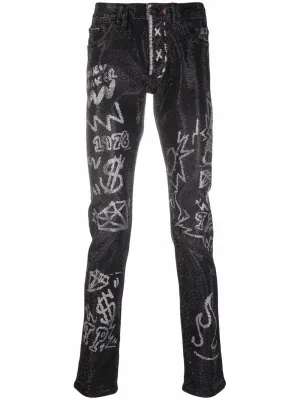 Philipp Plein Super Straight Cut stone-embellished jeans