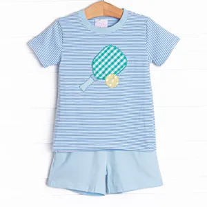 Pickle Player Applique Short Set, Blue