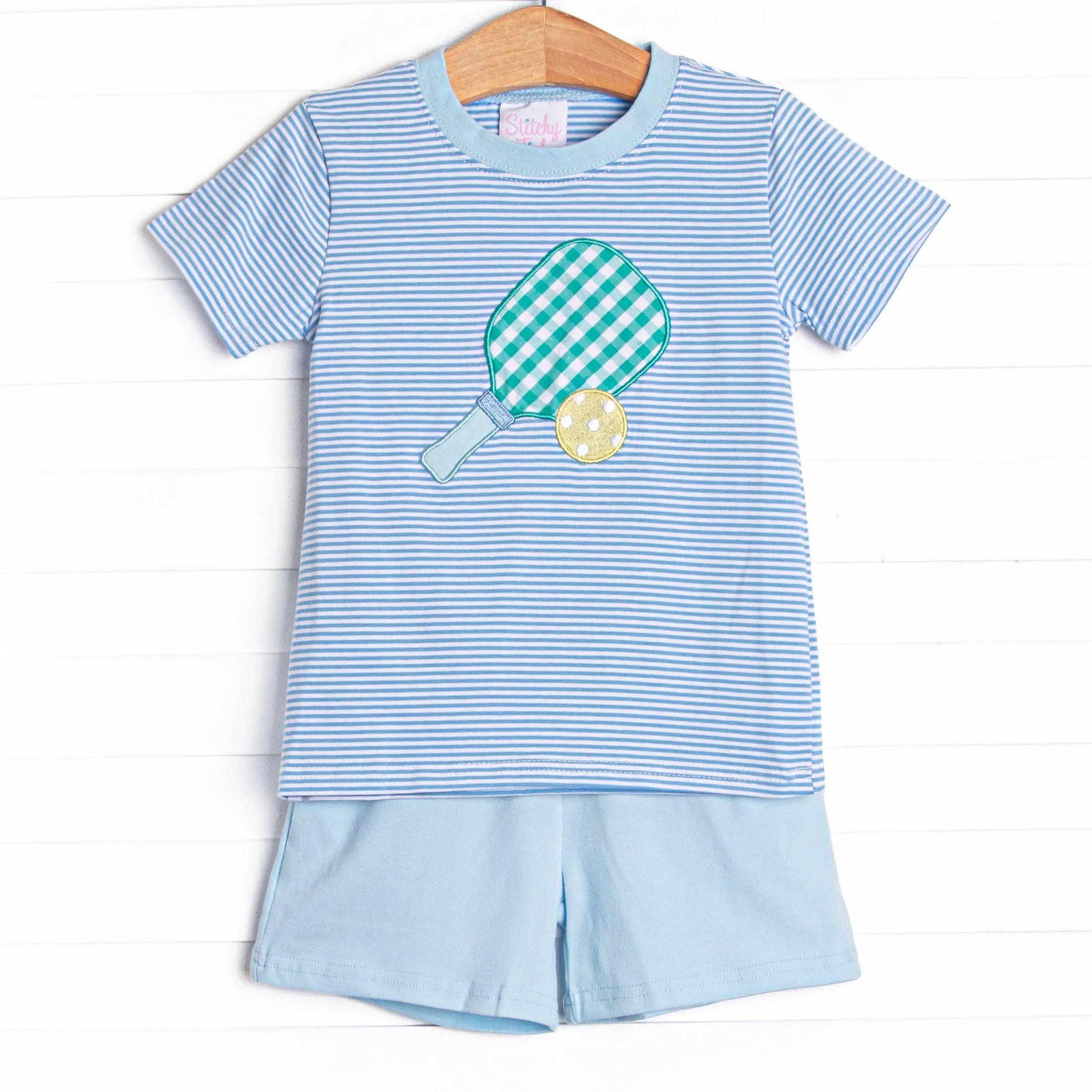 Pickle Player Applique Short Set, Blue