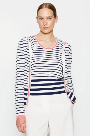 PINK DETAIL STRIPED HOODED TWINSET