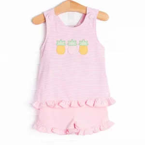 Pink Paradise Applique Short Set, Pink