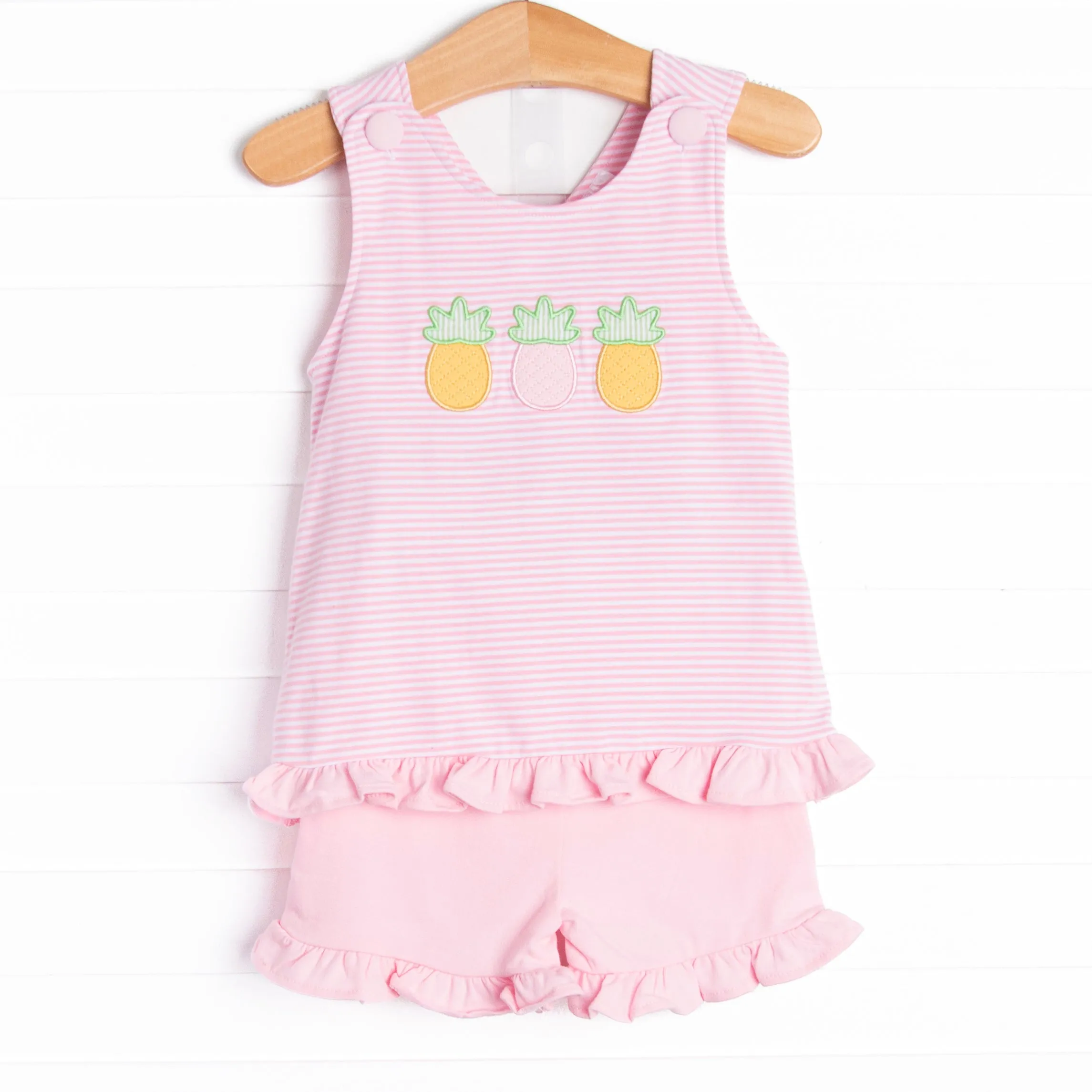 Pink Paradise Applique Short Set, Pink
