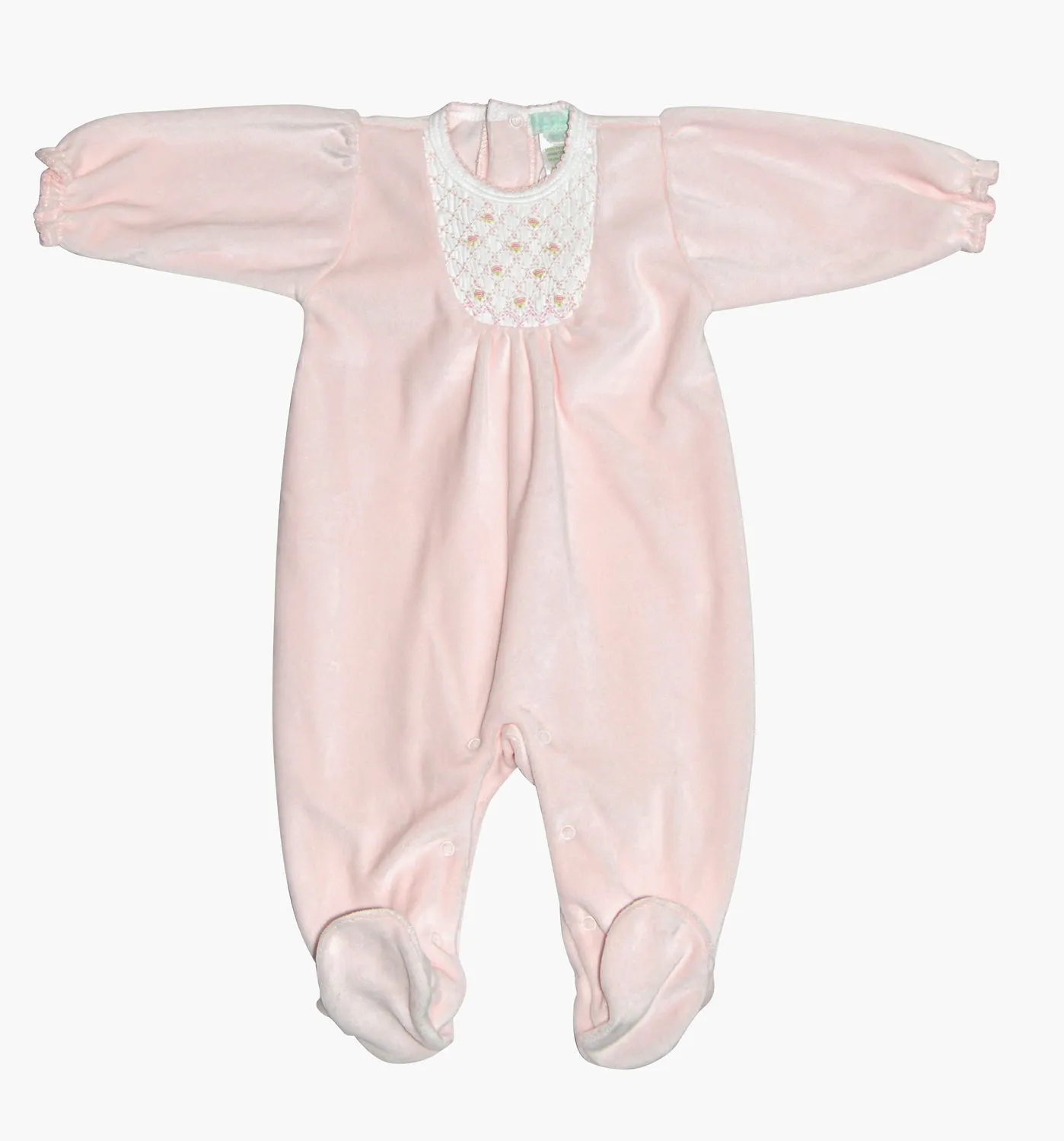 Pink Velour Hand Smocked Footie, blanket and hat Baby girls gift set.