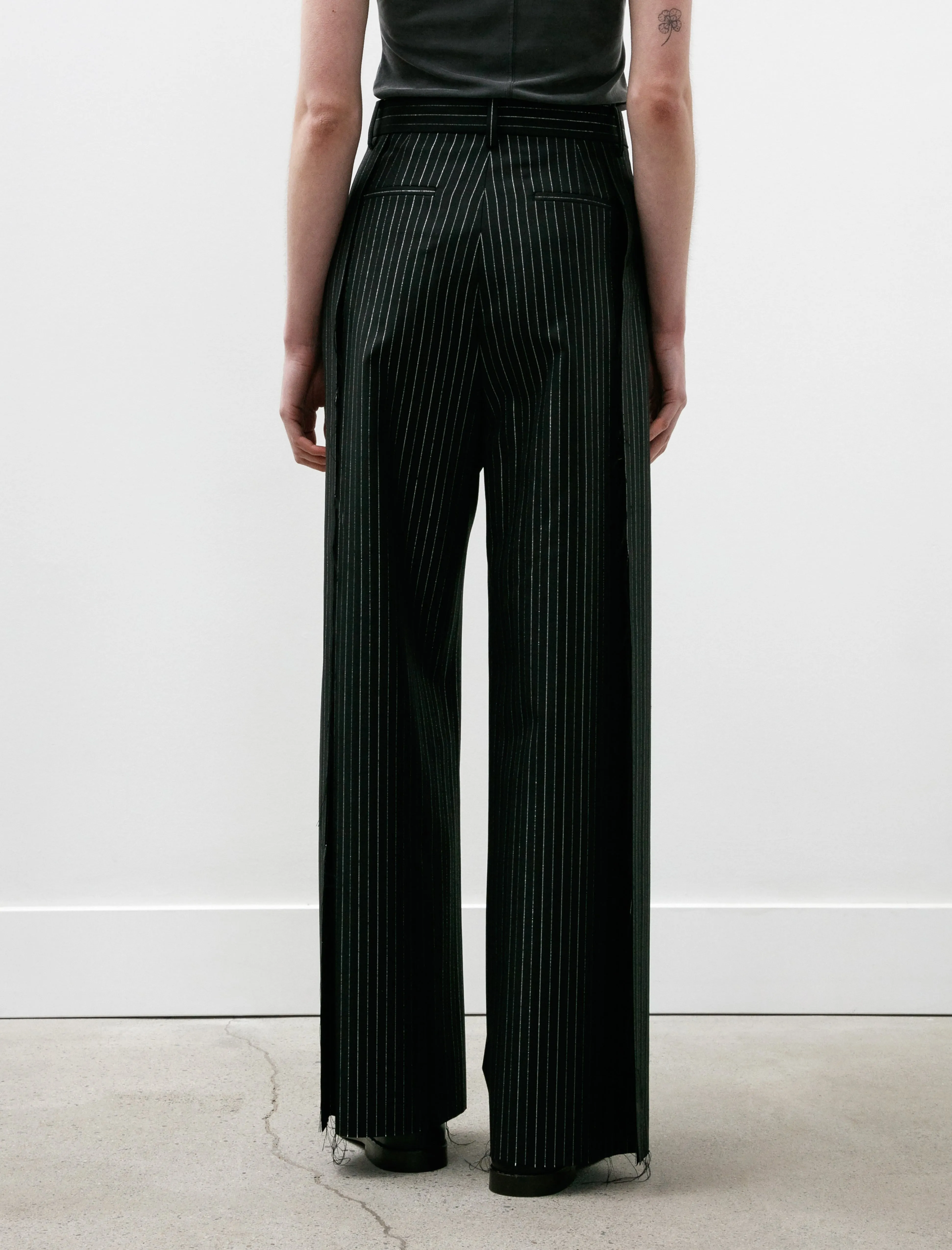 Pinstriped Glitter Trousers Black