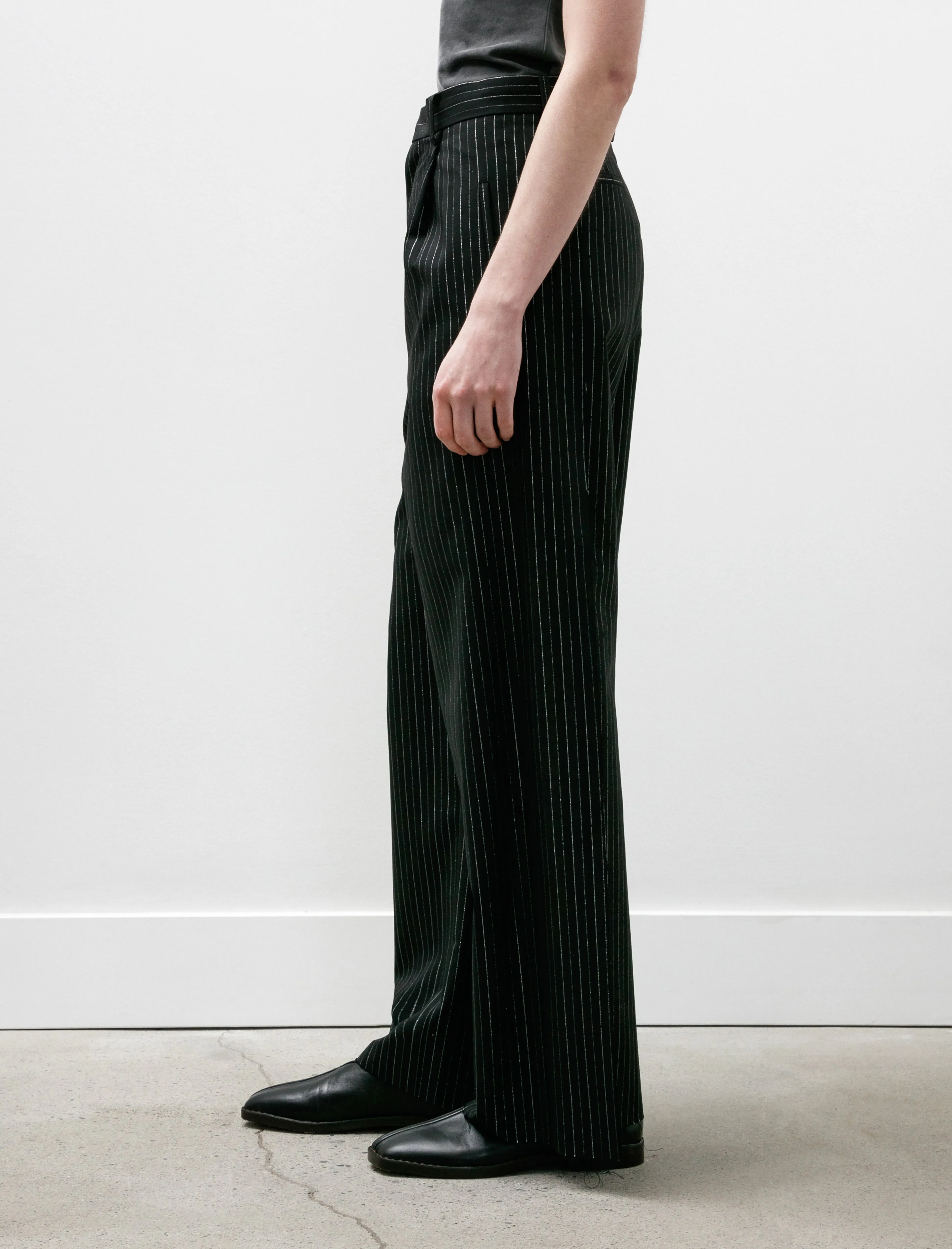 Pinstriped Glitter Trousers Black