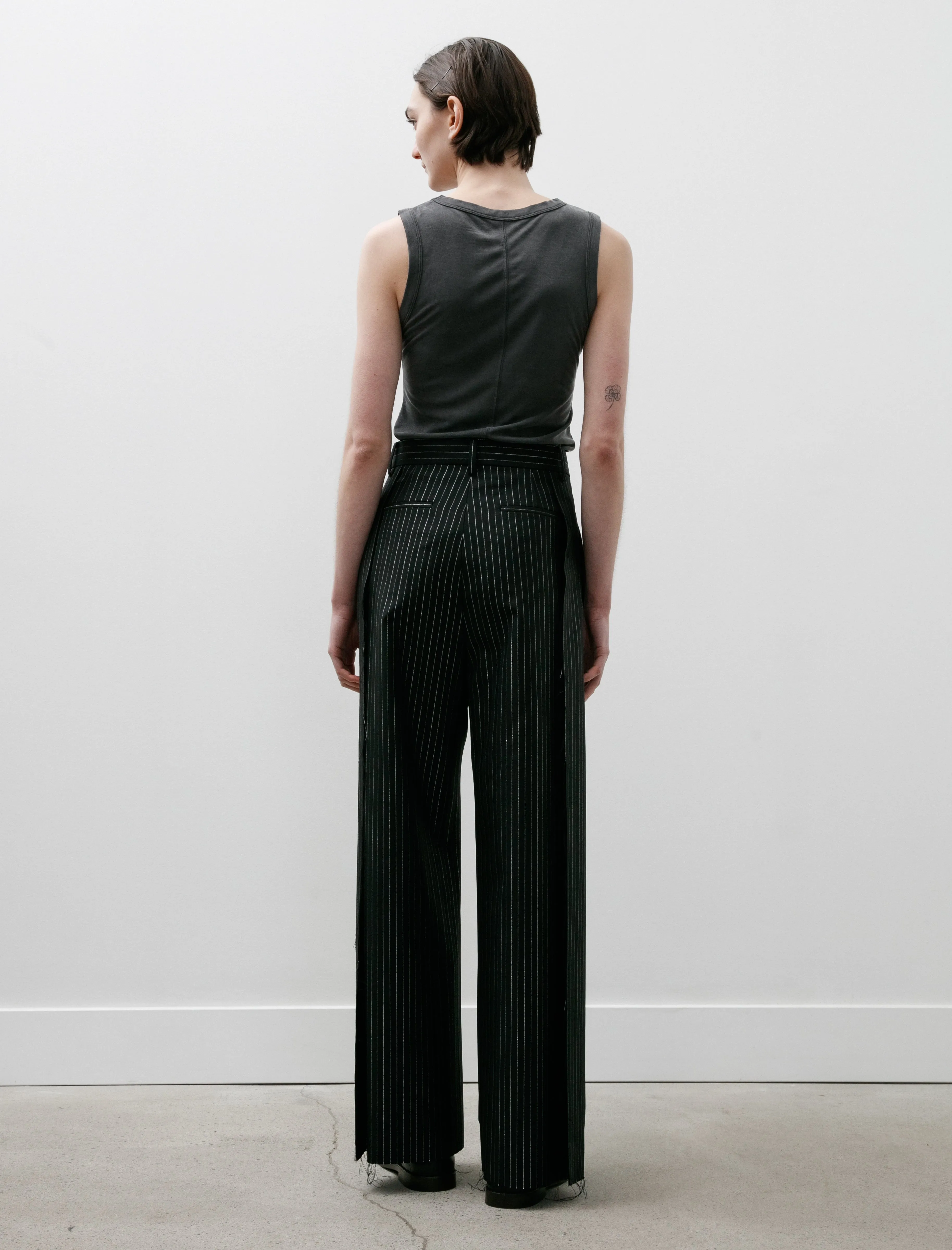 Pinstriped Glitter Trousers Black