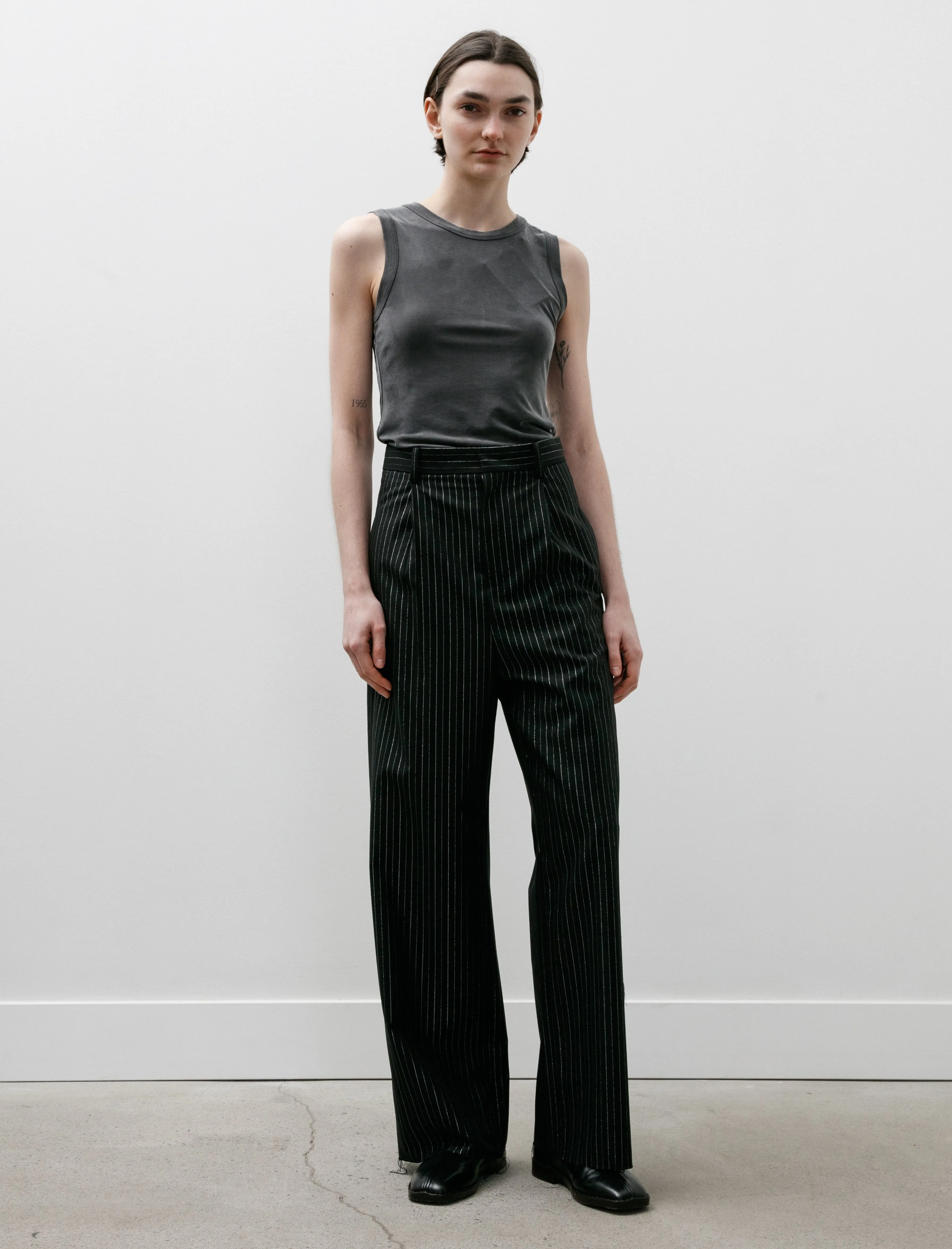 Pinstriped Glitter Trousers Black