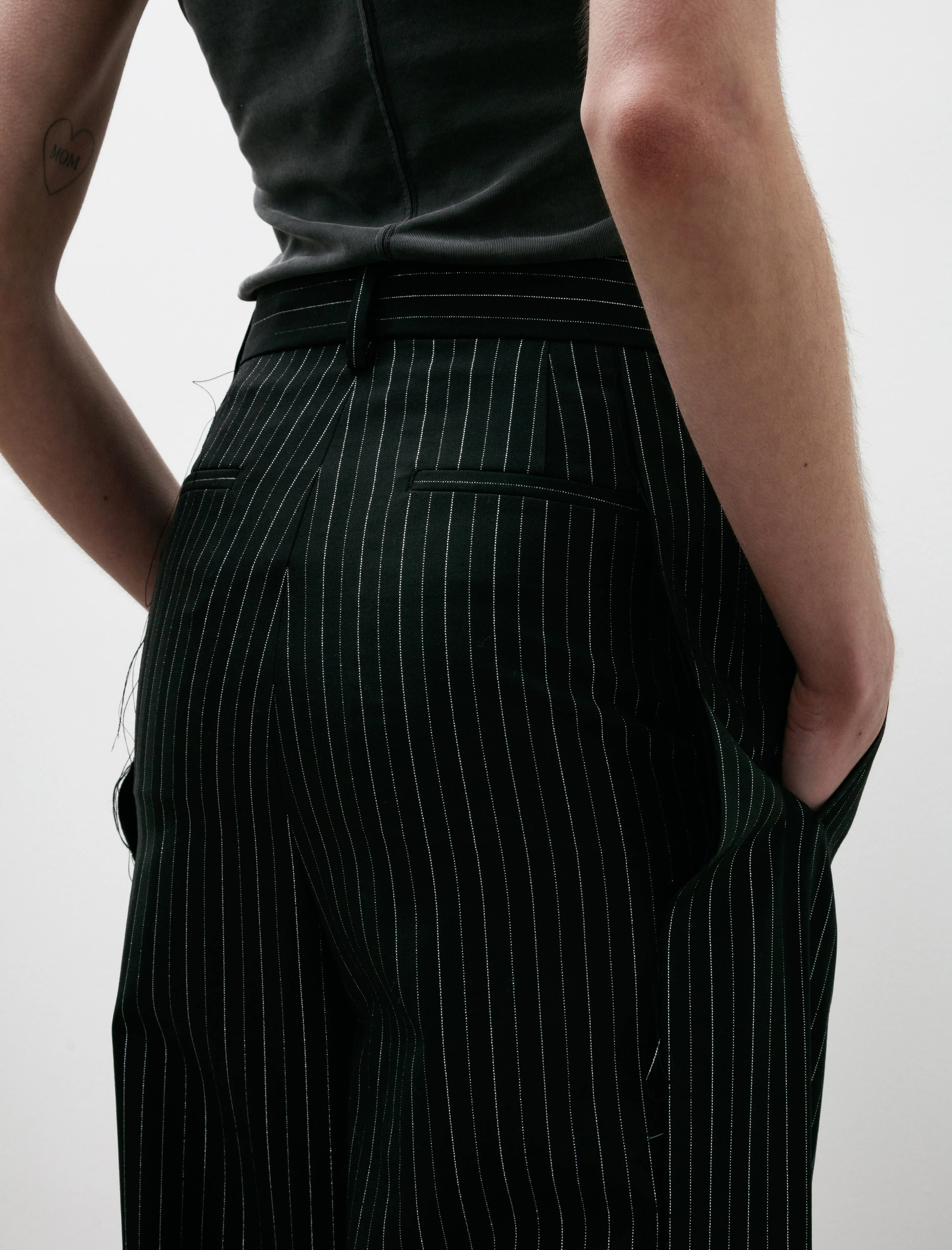 Pinstriped Glitter Trousers Black