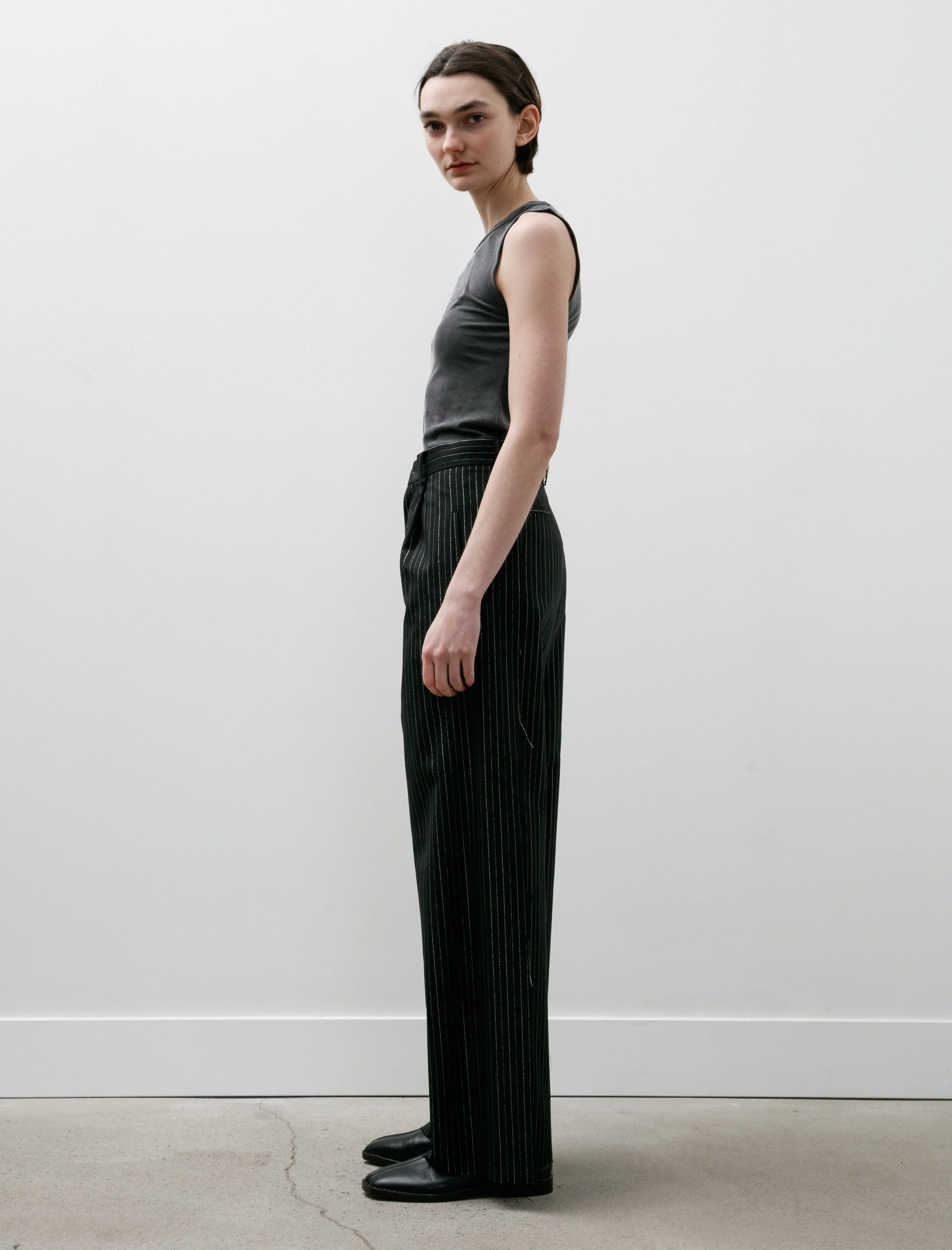 Pinstriped Glitter Trousers Black