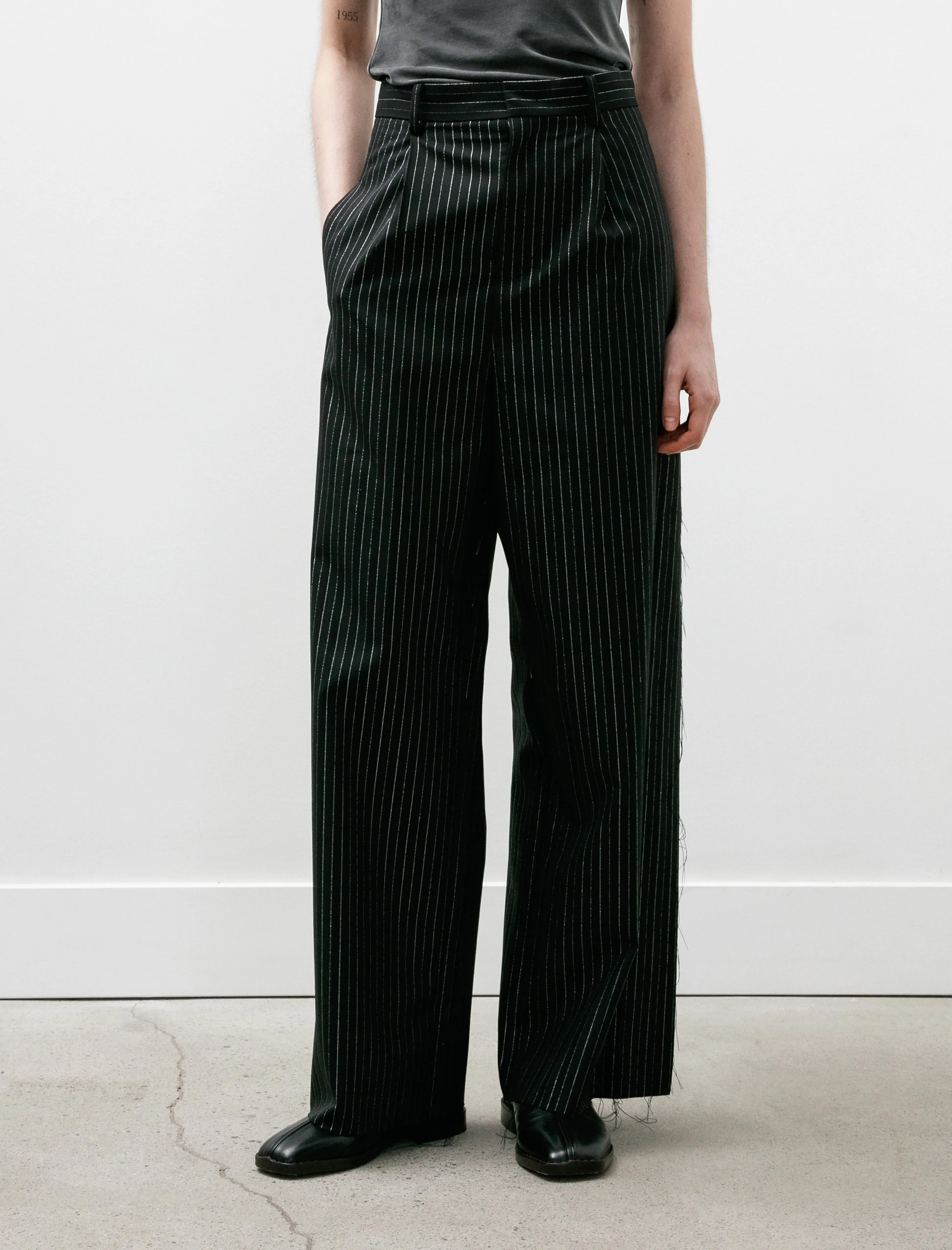 Pinstriped Glitter Trousers Black