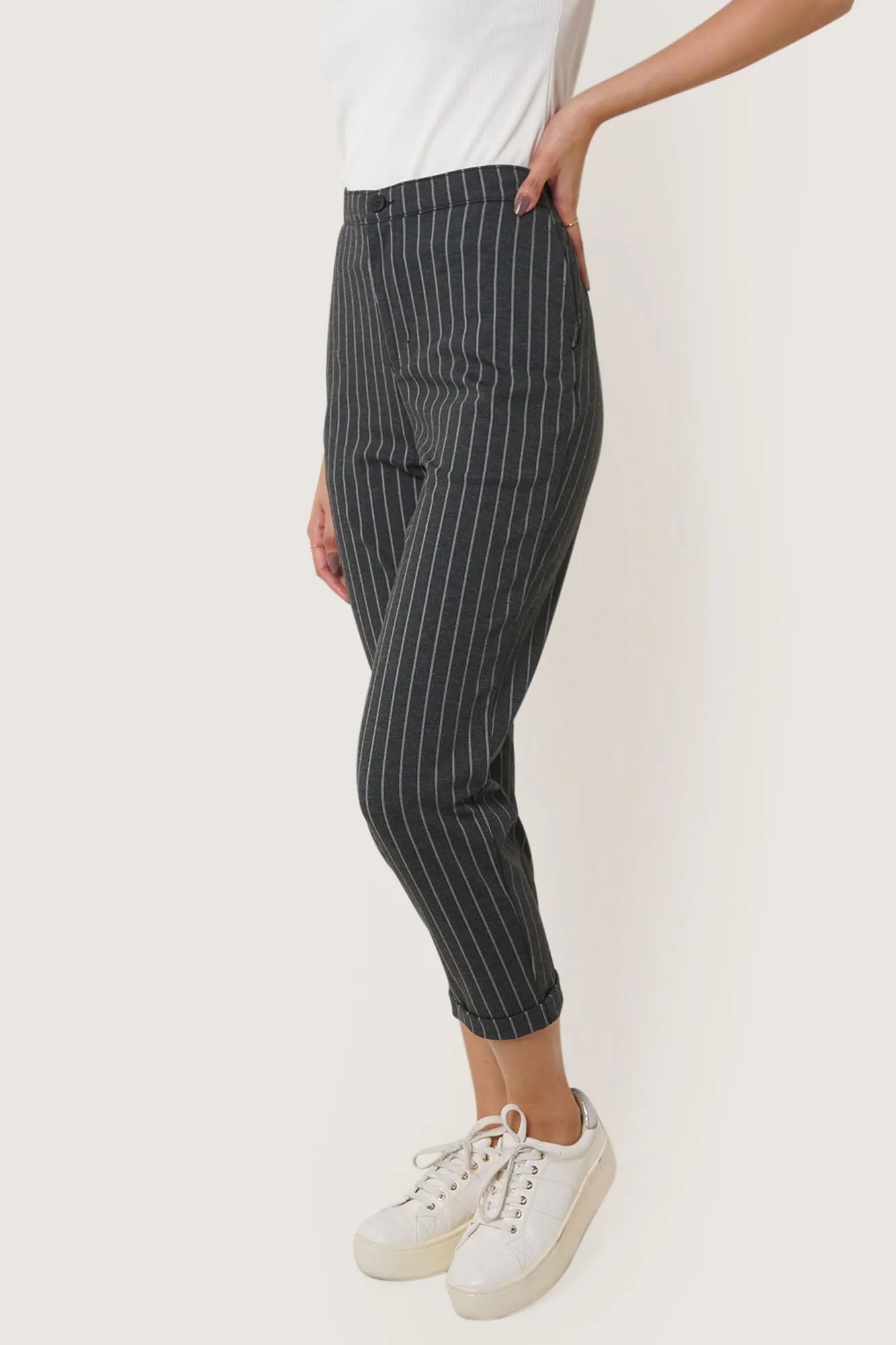 Pinstriped Pull Up Trousers