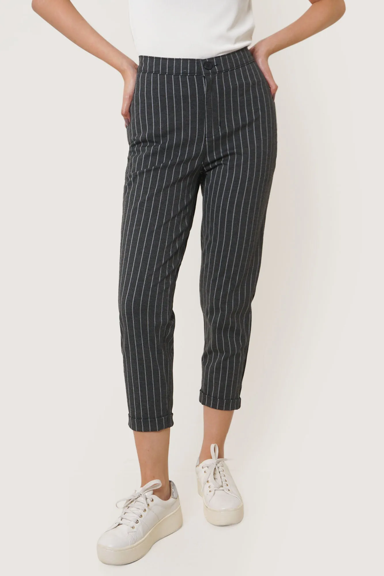 Pinstriped Pull Up Trousers