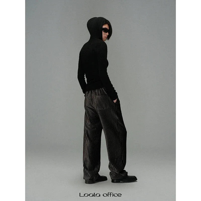 Pinstriped Wide-Leg Trousers