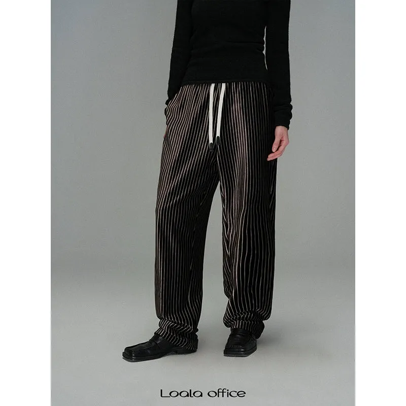 Pinstriped Wide-Leg Trousers