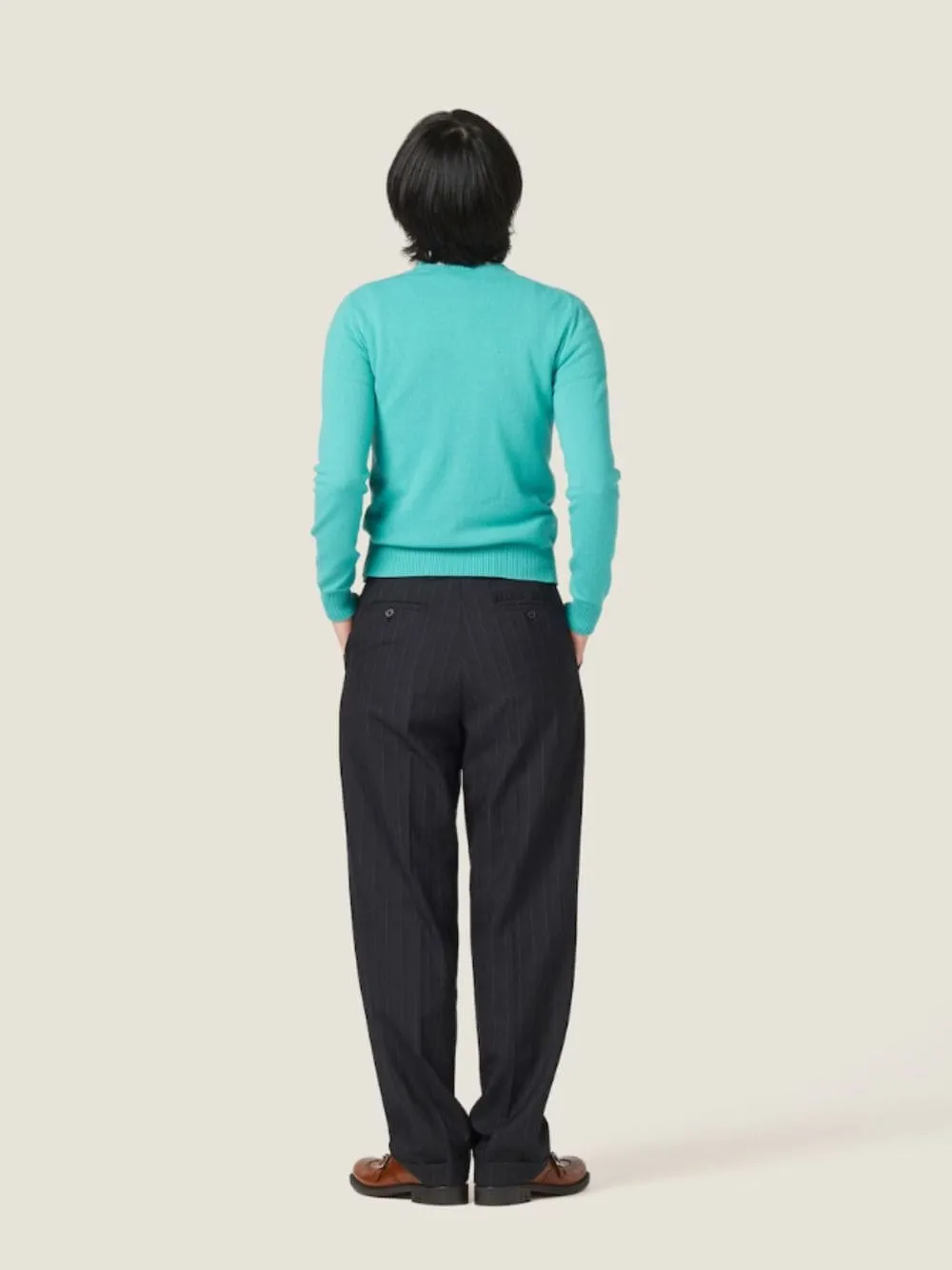Pinstriped Wool Trousers