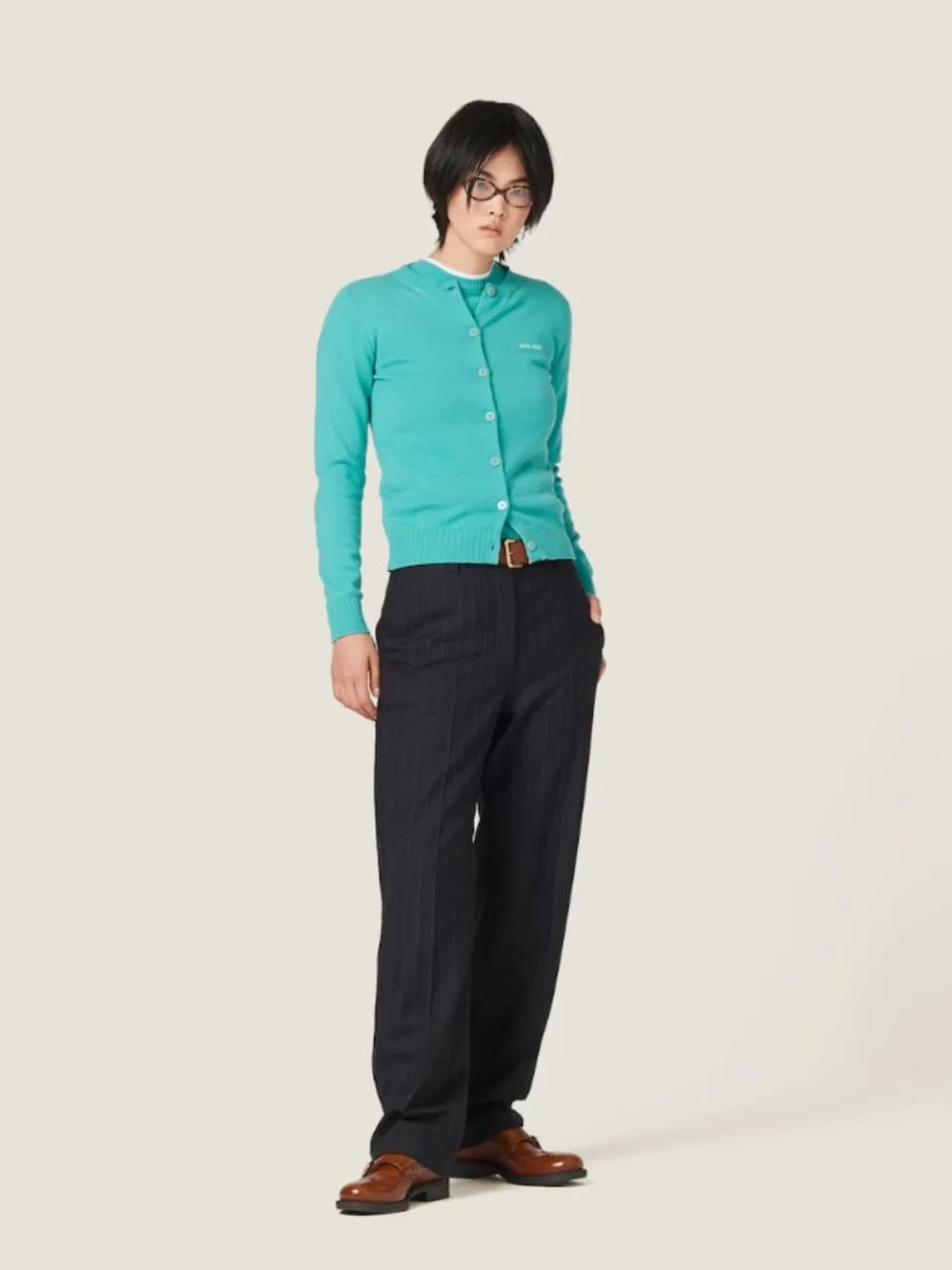 Pinstriped Wool Trousers