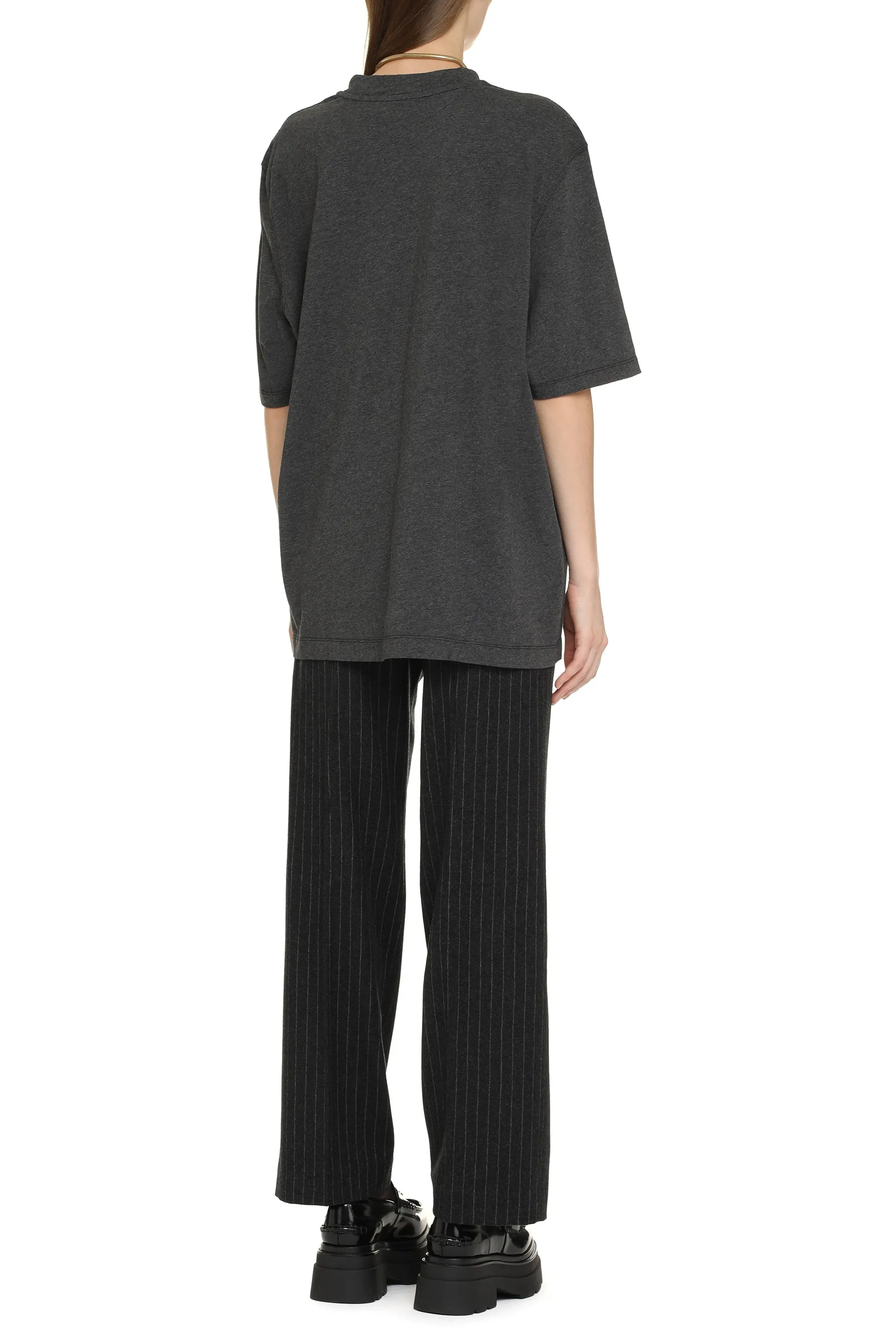 Pinstriped wool trousers
